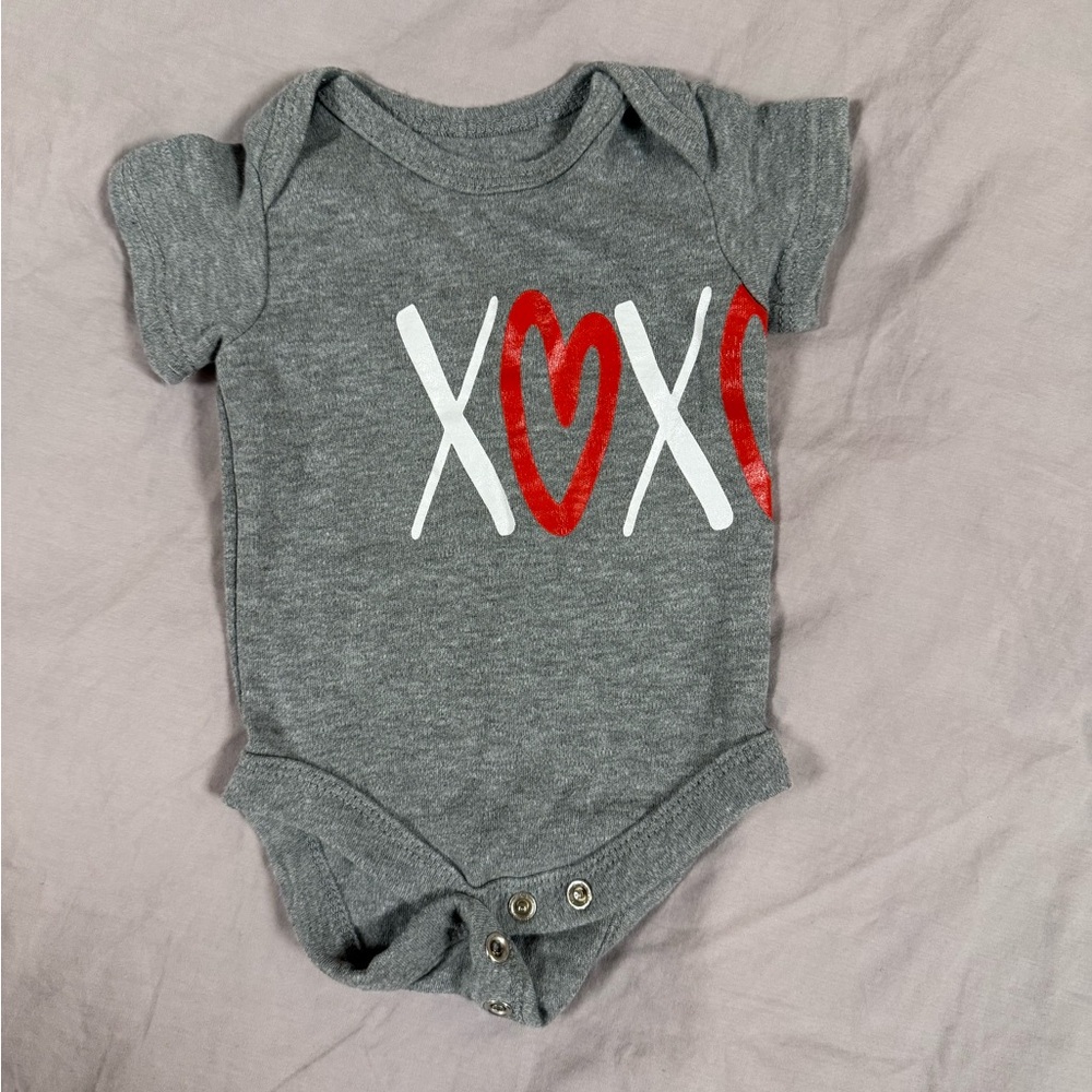 Gray and Red XOXO Bodysuit One Piece